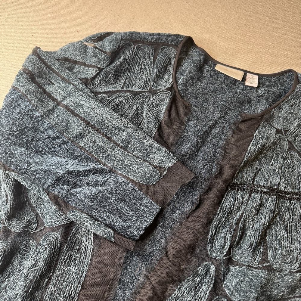 Chico's Open Cutout Jacket Cardigan Midnight Blue Size 2 (12) Classic